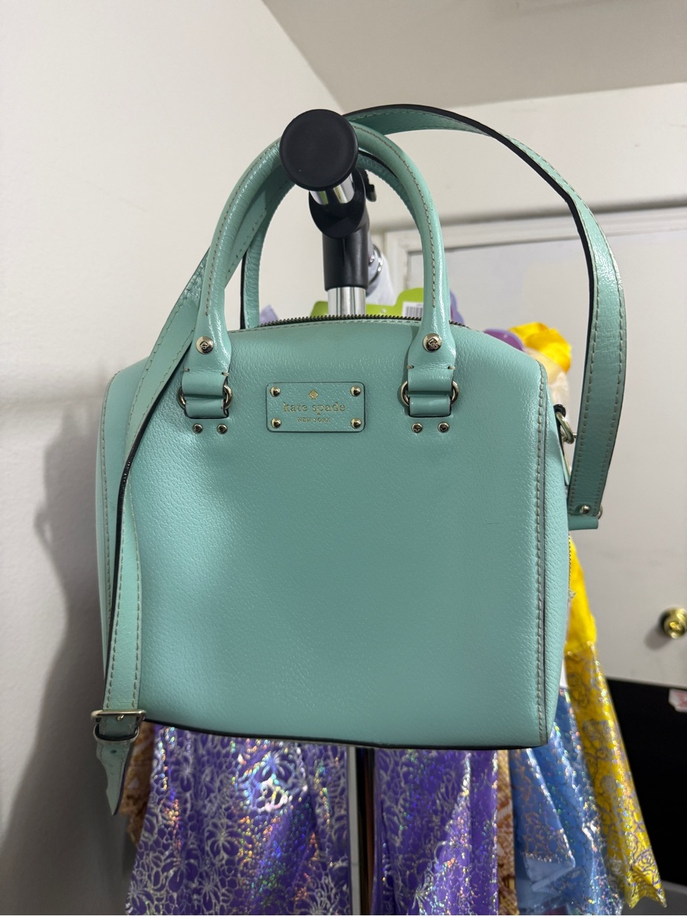 kate spade Mint Green Leather Satchel with Gold Hardware